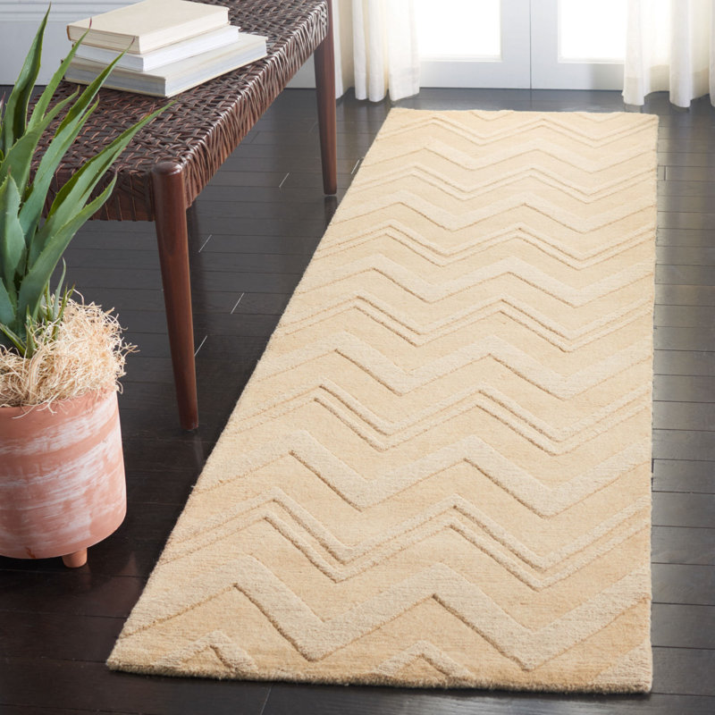 Nishi Hand Loomed Wool Chevron Rug, Runner 2'3" x 8'