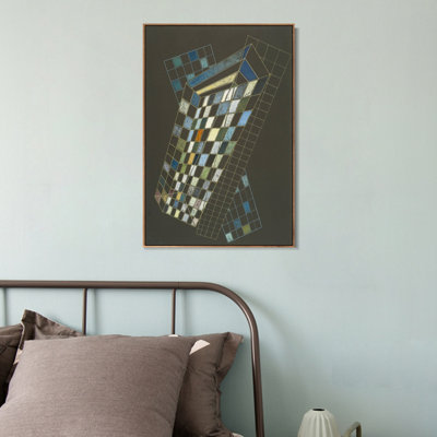 Reproduction d'art encadrée sur toile, PETITS AVIONS, de Wassily Kandinsky (cadre mince couleur bois, 40,6 x 61 cm), décoration murale pour salon, maison ou bureau.