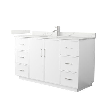 Ensemble de meuble-lavabo simple autoportant 60 po avec plateau en quartz Elan TK