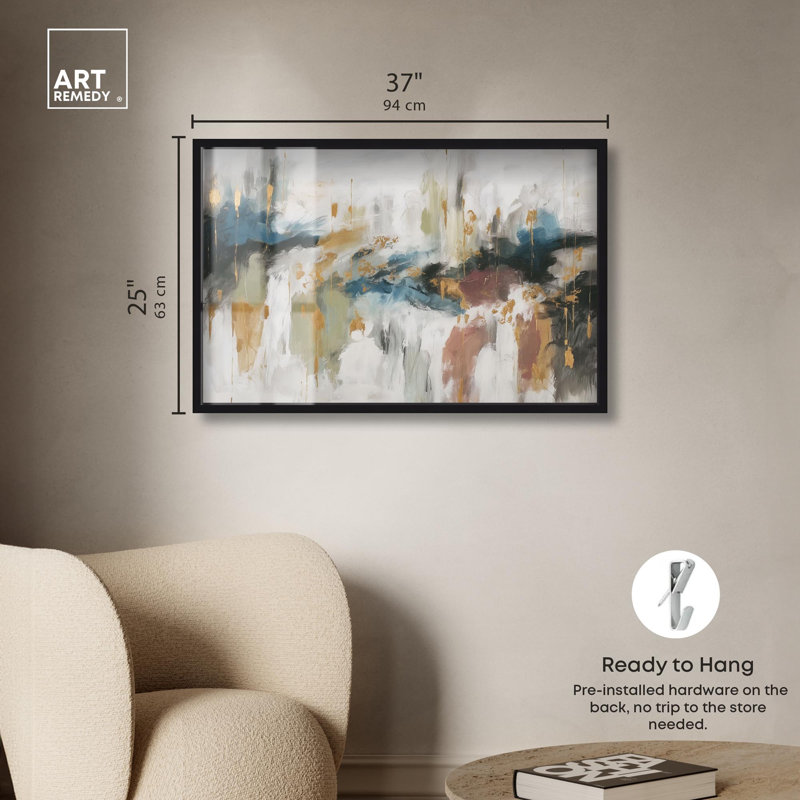 «Downmour of Gold Boho Decor Shadowbox» par Art Remedy, H 25 po x l 37 po, Black