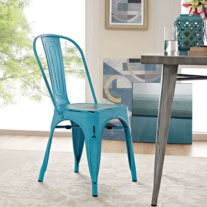 Modway Carbon Loft Sadie Metal Dining Chair, Turquoise