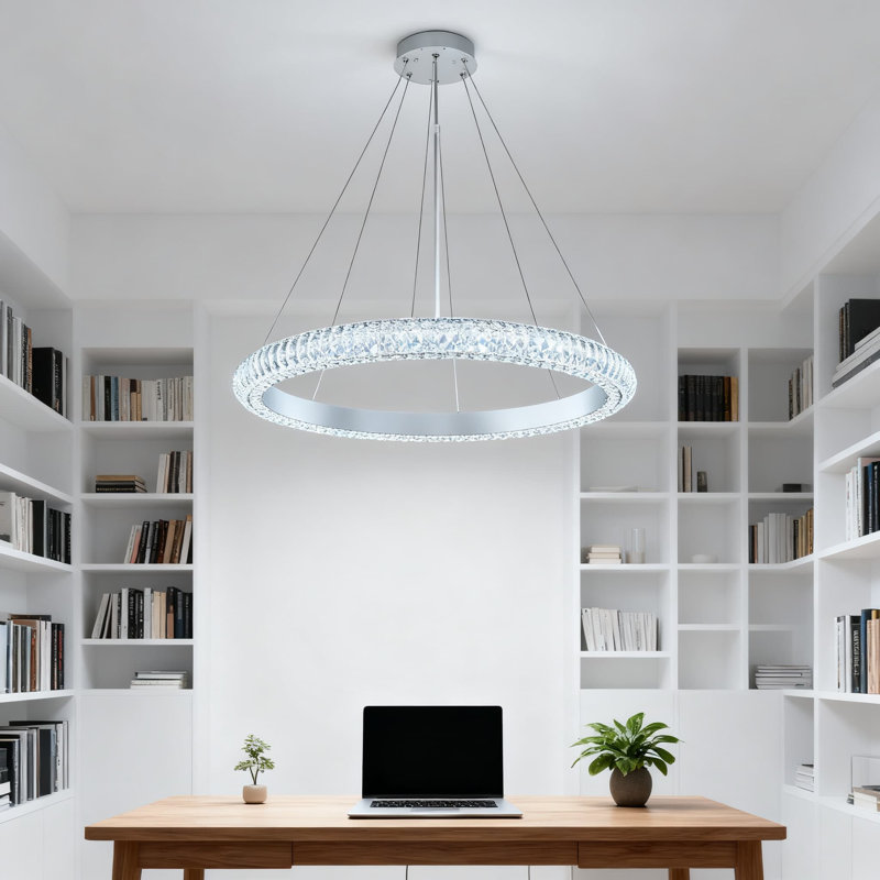 Luminaire suspendu moderne en cristal à DEL avec télécommande pour salle à manger, salon, îlot de cuisine et chambre à coucher