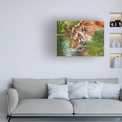 David Stribbling Tiger Quenching Thirst Canvas Art
