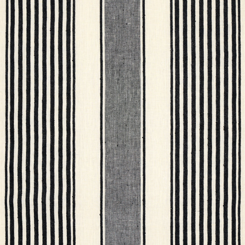 Summerville Linen Stripe Fabric, Black
