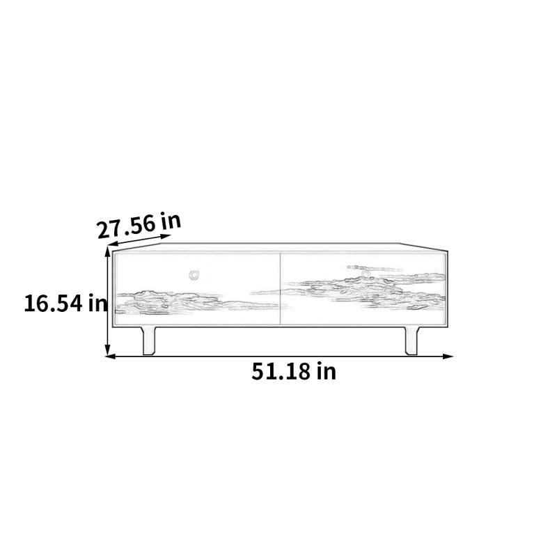 Table basse avec rangement peint français rétro, Blanc
