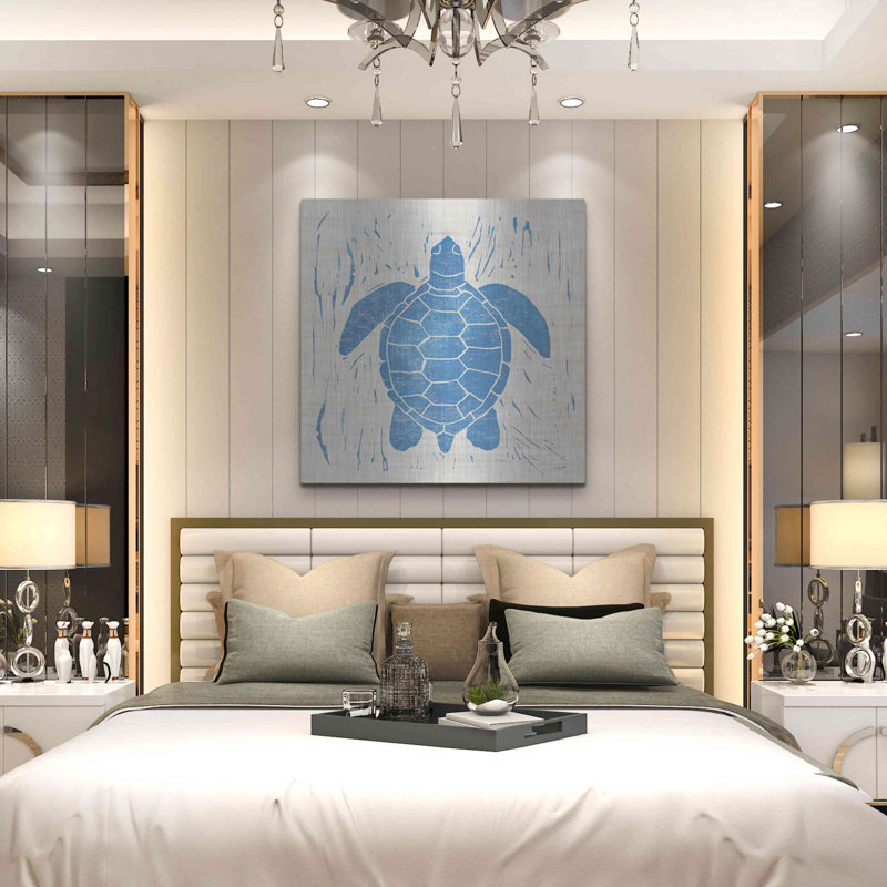 «Sea Creature Turtle Blue» par Courtney Prahl, H 36 po x l 36 po