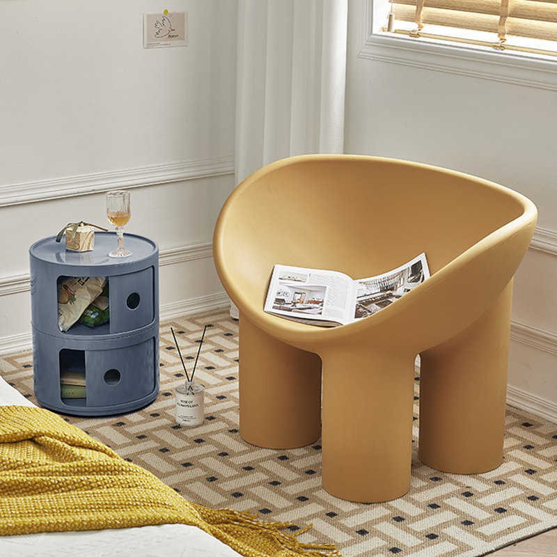 2-Shelf Round Side Table with Storage, Grey