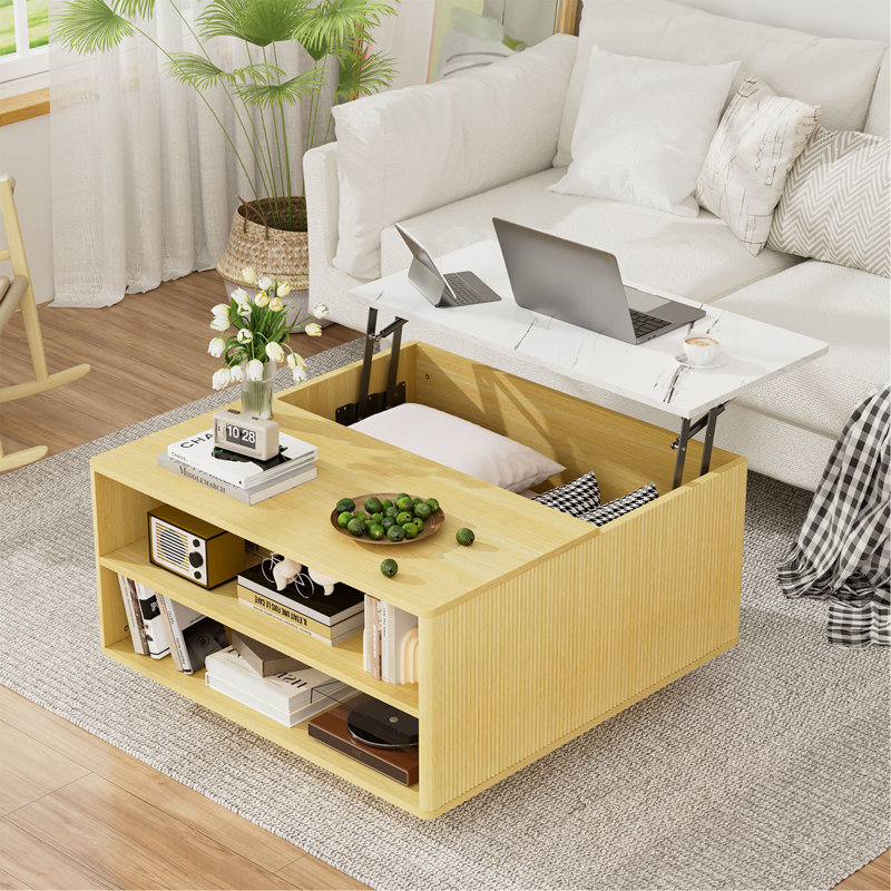 Table basse à plateau relevable avec rangement pour le salon