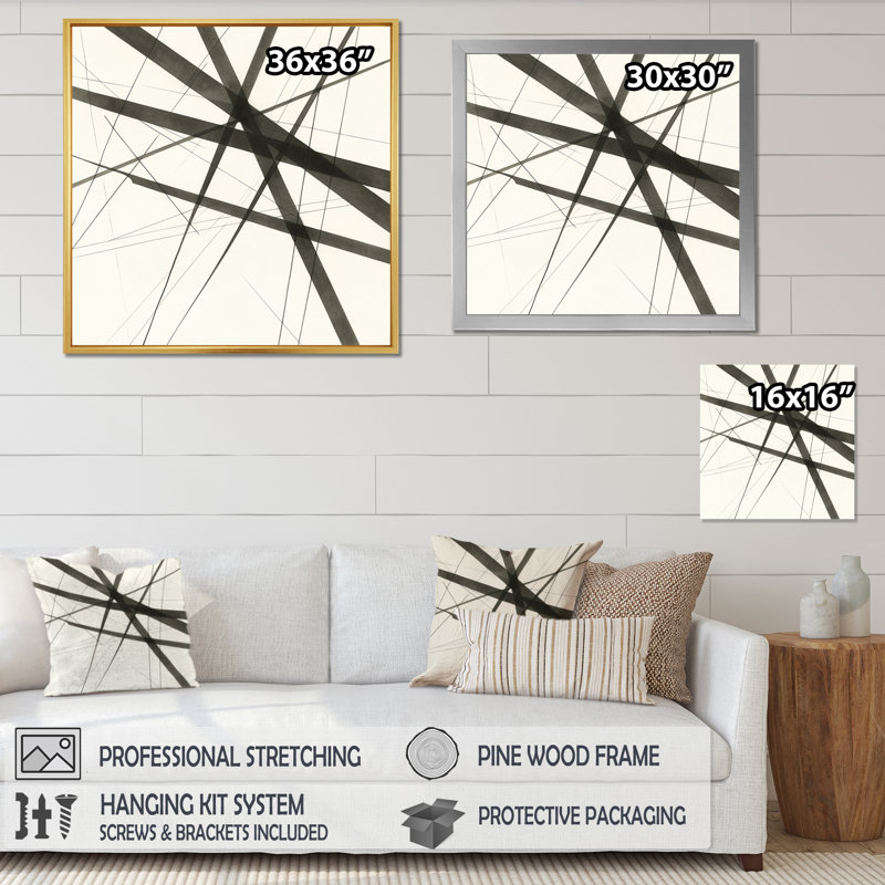 Impression sur toile Minimalist Black and White VII - Abstract Shapes, H 40 po x l 30 po x P 1,5 po, Toile tendue
