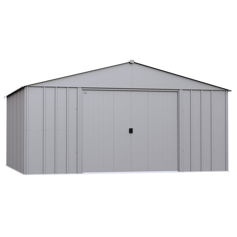 Flute Grey 14 ft x 12 ft Steel Storage Shed
