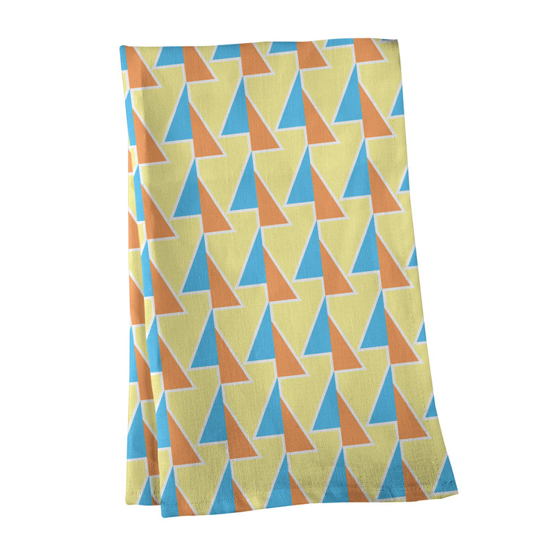 Torchon à flèches, Orange/bleu/jaune, Croisé en coton