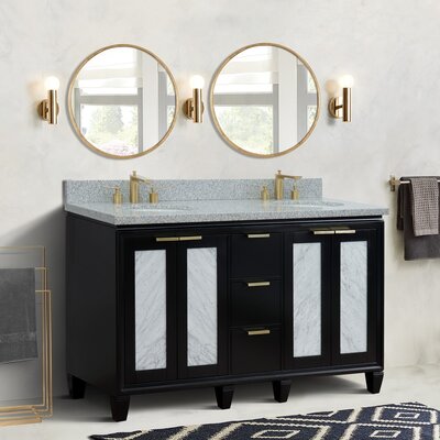 Schreck 61"" Double Bathroom Vanity Set with Mirror -  Rosdorf Park, FACCFEE4C8C1470EA844761D3E76E493