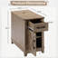  Table de bout Farmhouse avec station de charge - Table d'appoint étroite et table de chevet avec tiroir, armoire de rangement et tablette réglable, gris-2127981600
