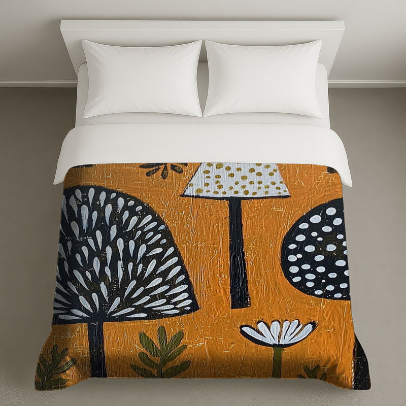 Housse de couette Mushroom Bedding Nature Boho, Très grand lit