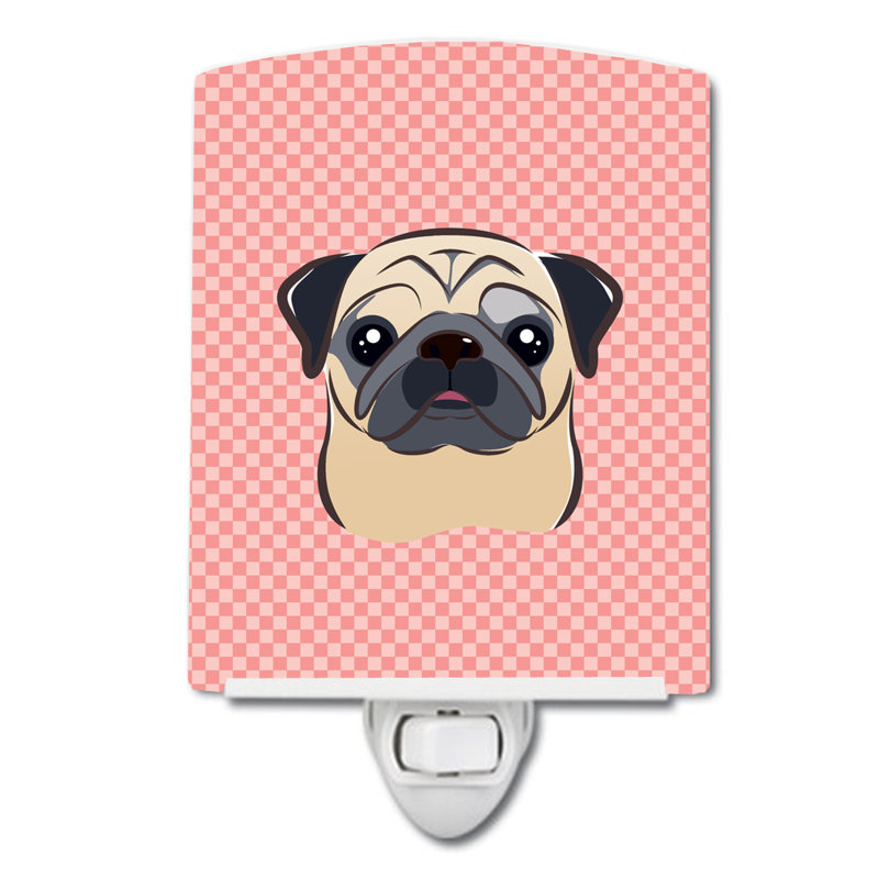 Éclairage de nuit en céramique damier de braque teckel, Rose, Fug Pug