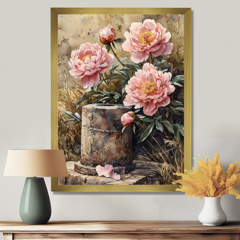 Cervin - Floral Canvas Prints, H 20 po x l 12 po, Reproduction encadrée d'une seule photo, Doré
