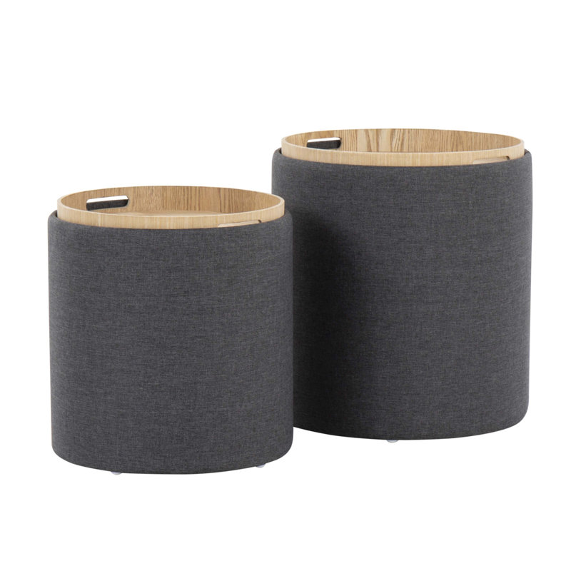 Ensemble de repose-pieds gigogne à plateau contemporain, Gris anthracite