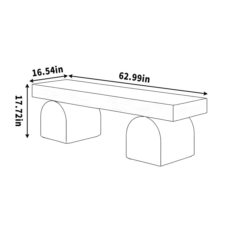 Simple modern bench resting comfortably black, 17.72" H x 62.99" W x 16.54" D