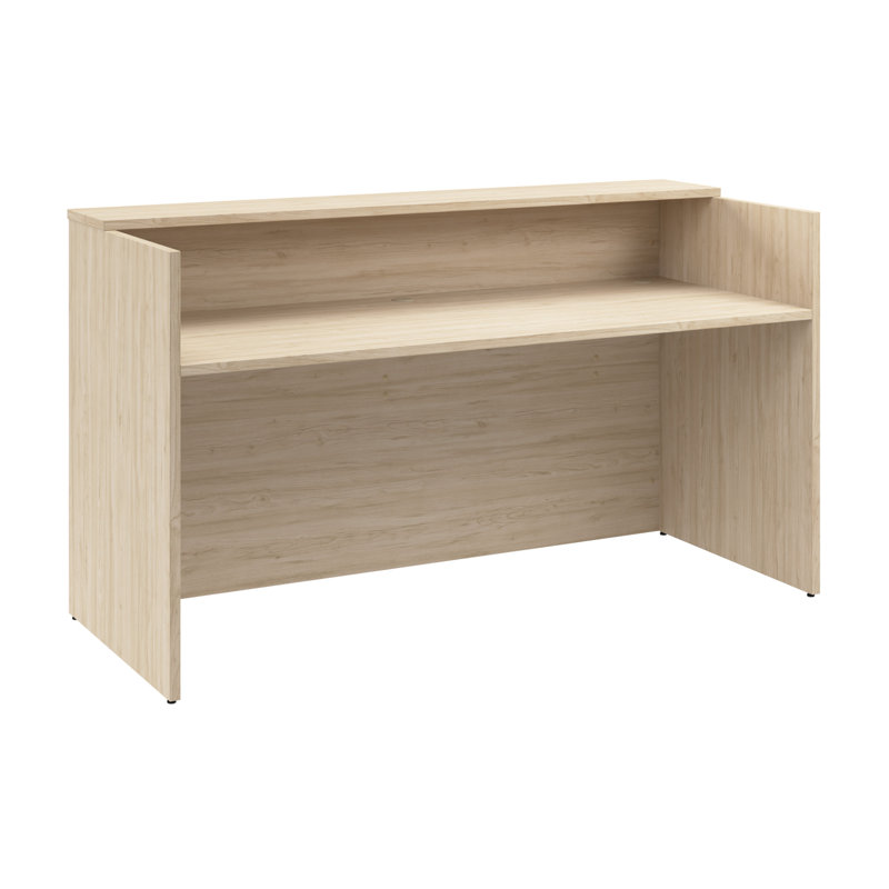 Natural Elm Adjustable Height Reception Desk with Shelf