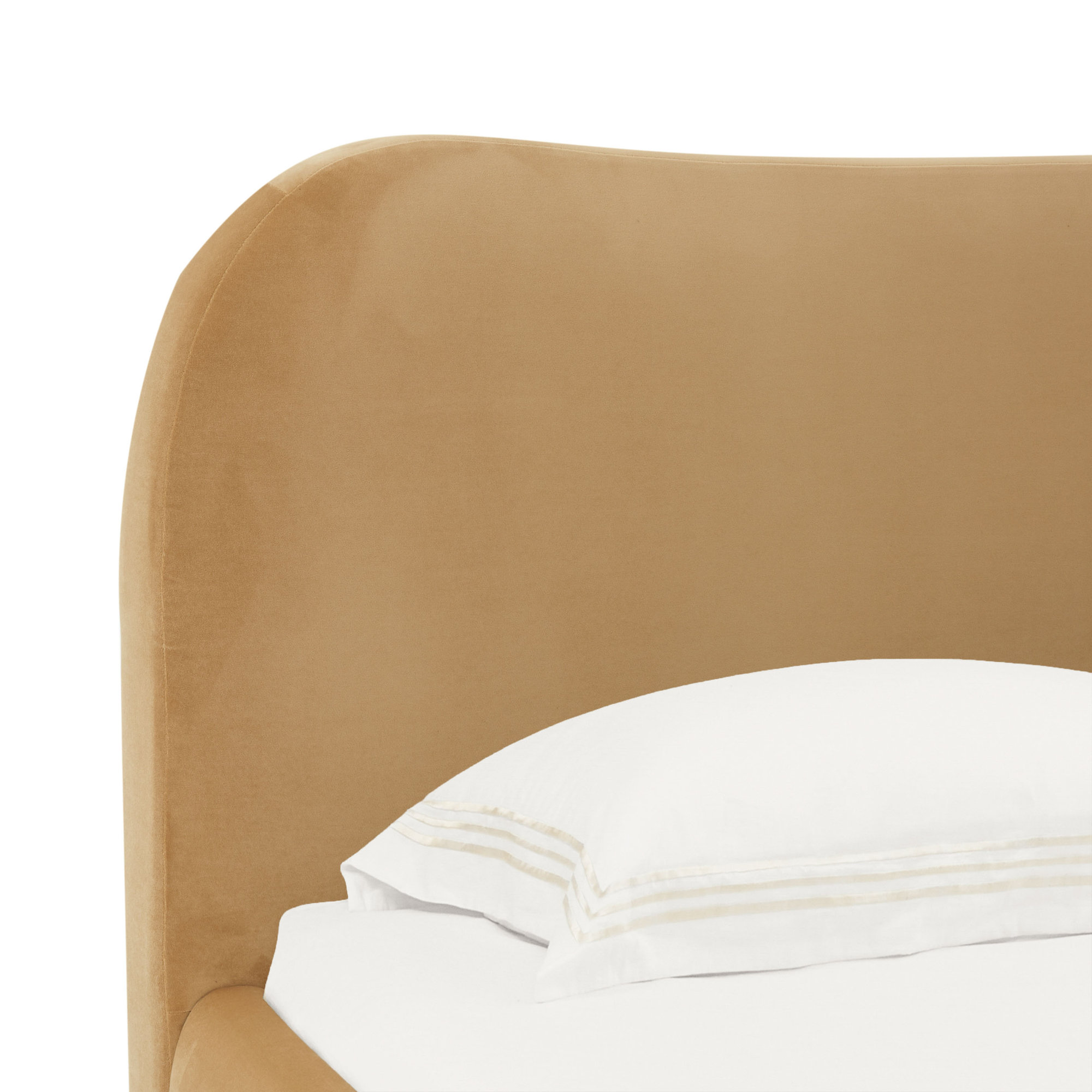 Liza Upholstered Bed, King, Light Brown Velvet