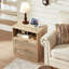 Ensemble de commode et table de chevet en rotin de 3 pièces, meubles de chambre à coucher en bois Boho, commode à 6 tiroirs et tables de chevet à 2 tiroirs avec station de charge-390951477