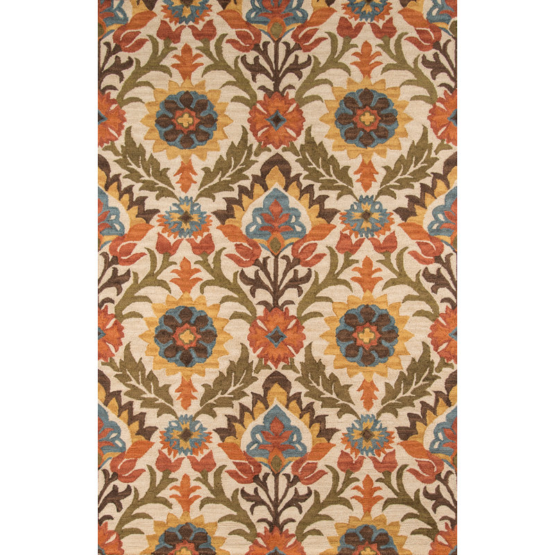 Amalee Hand Tufted Wool Floral Indoor Rug, Rectangle 8' x 11'