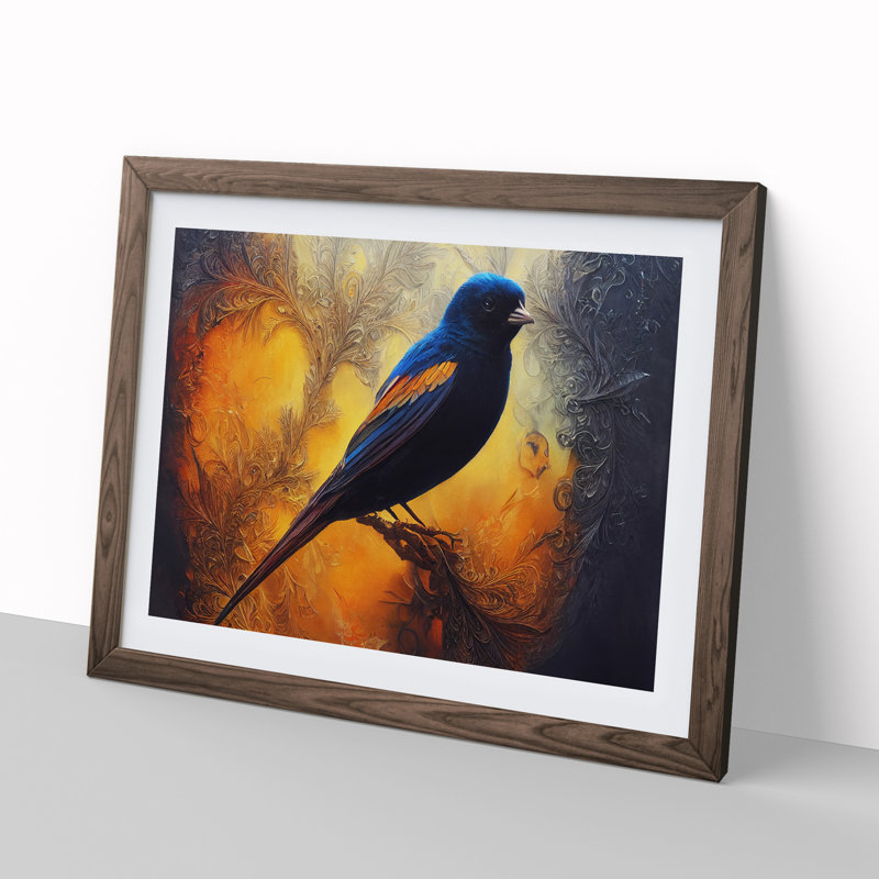 Mystical Bird - Framed Print, 46cm H x 64cm W, Walnut