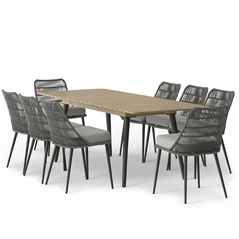 Ensemble de salle à manger pour 8 personnes 35,4 po avec coussins Beachside Square