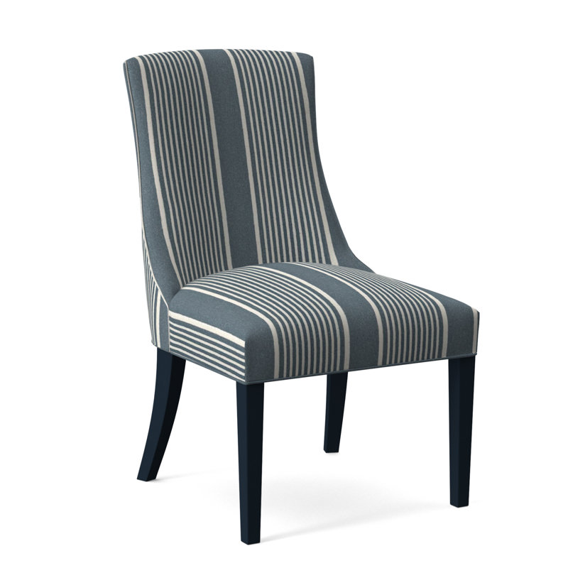 Tuxedo Slipper Dining Chair, Cobalt Blue Stripe; 0204-64, Navy Finish