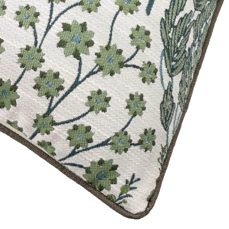 Floral Green Square Cushion, Feather