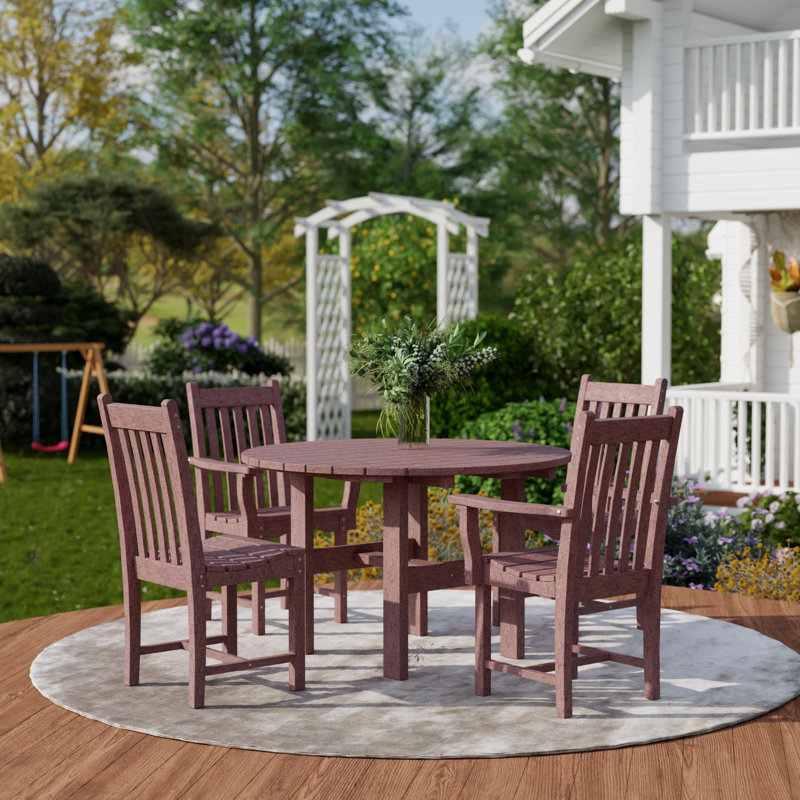 Classic 5-Piece 46" Round Table Set With Side Chairs, Cherrywood