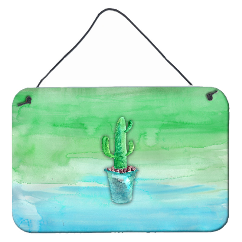 Décoration murale aquarelle hibou, Cactus, Brun/vert