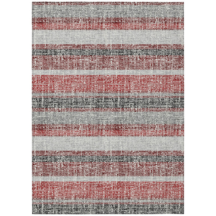 Machine Washable Indoor/Outdoor Xhevrie Burgundy Rug