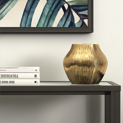 Vase de table rond en aluminium doré de 11 pouces