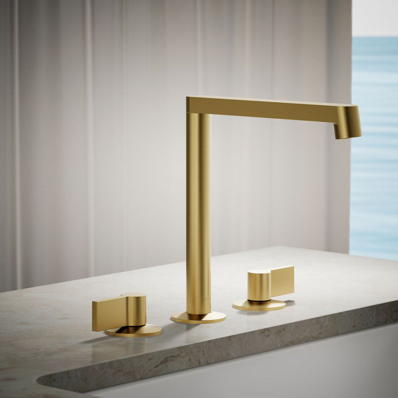 Components Deck-Mount Bath Spout With Row Design, Brushed Brass
