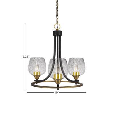 Paramount 3 Light Uplight Chandelier Shown With 6" Bubble Glass