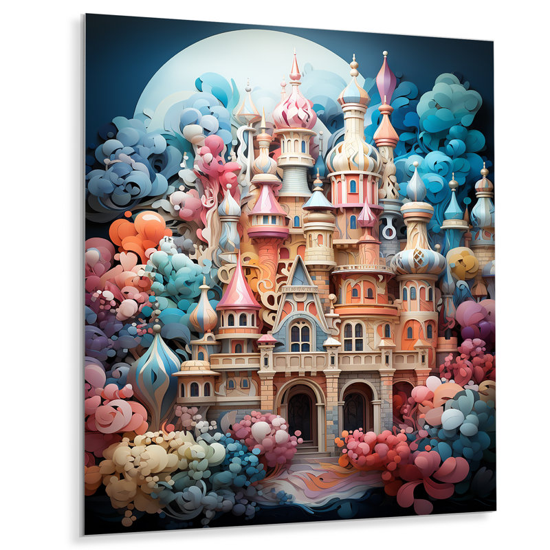 «Castles Whimsical Wonder Pastel I», reproduction d'art en métal, H 40 po x l 30 po x P 1 po