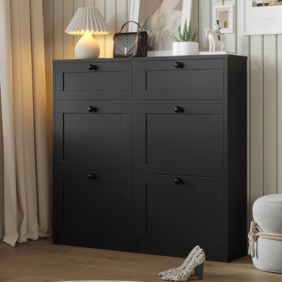 24 Pair Shoe Storage Cabinet With 2 Drawers