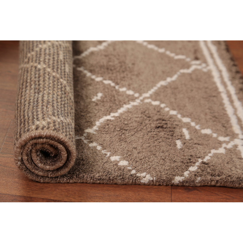 Brown Moroccan Oriental Accent Rug 2x3