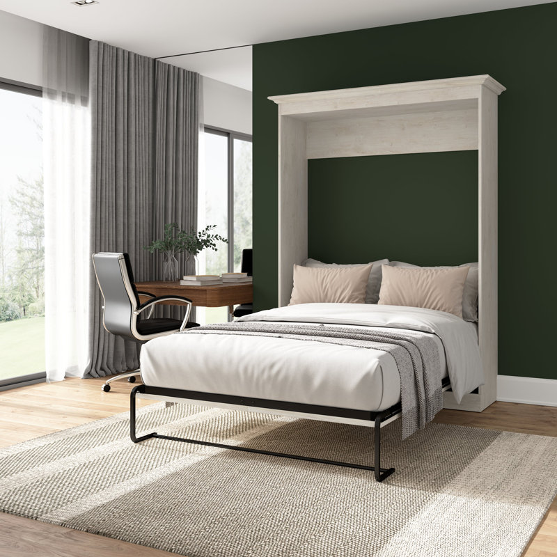Lit escamotable Alvaretta, Double, Linen White Oak