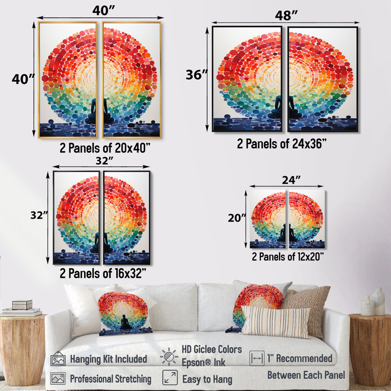 «Colorful Meditation Harmony Of Mind», art mural méditation, H 20 po x l 24 po, Reproduction encadrée sans passe-partout
