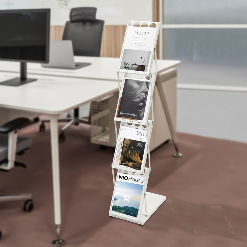 Bleddyn 4-tier  Metal Free Standing Magazine Rack, White