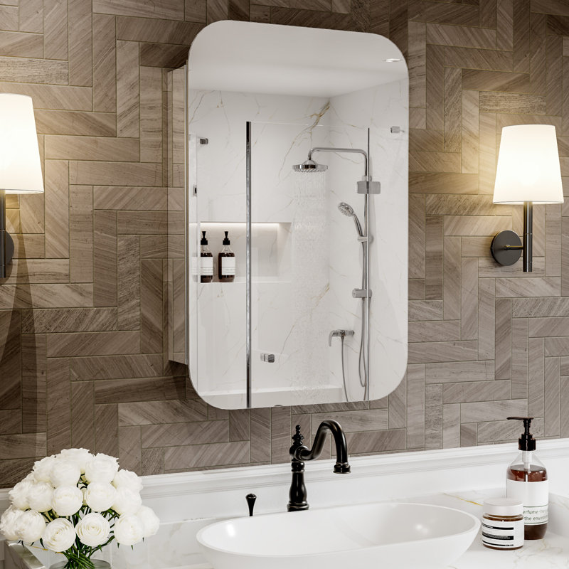 Petite armoire de salle de bain compacte avec surface de rangement ou encastré