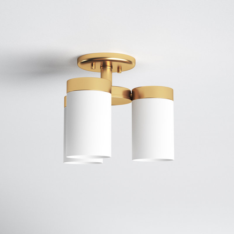 Preston Frosted Glass Semi Flush Mount, Brushed Bronze