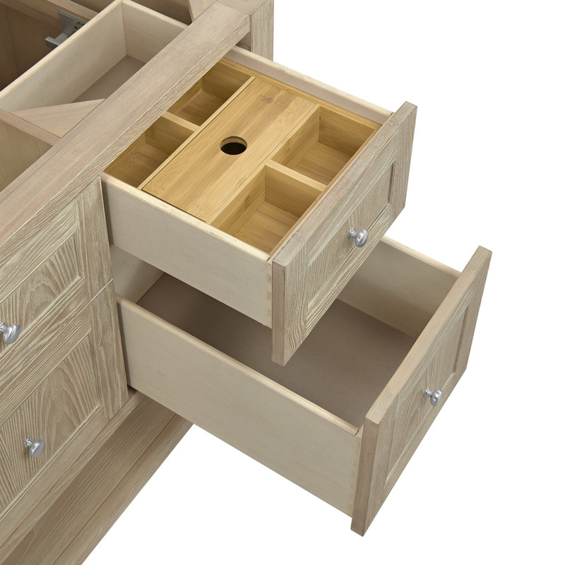 Breckenridge 60'' W Single Vanity, Whitewashed Oak, Carrara White Marble, Widespread