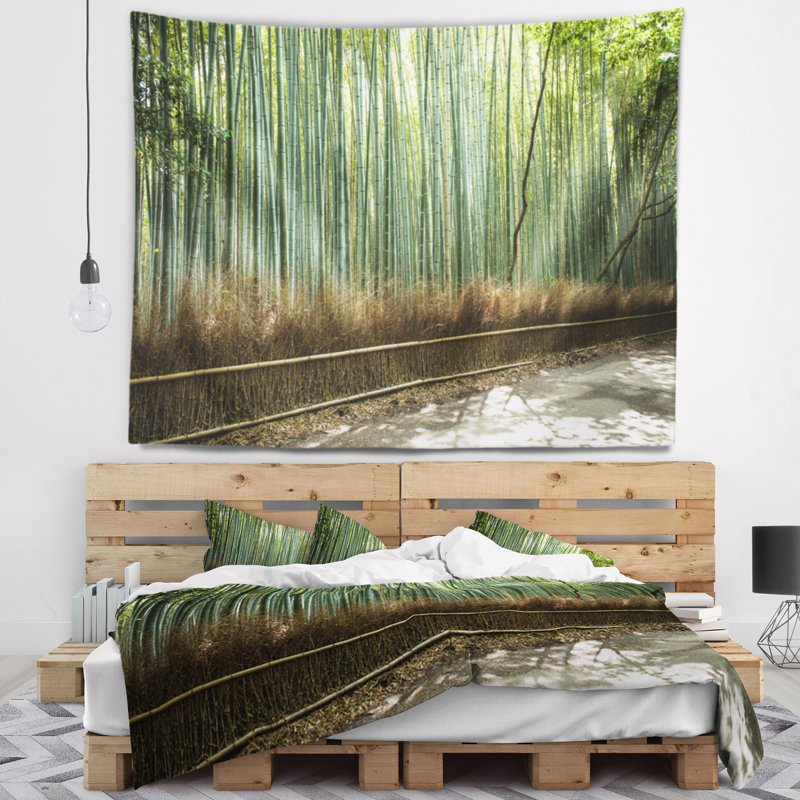 Belle vue sur la tapisserie de la forêt de bambous, H 78 po x l 92 po