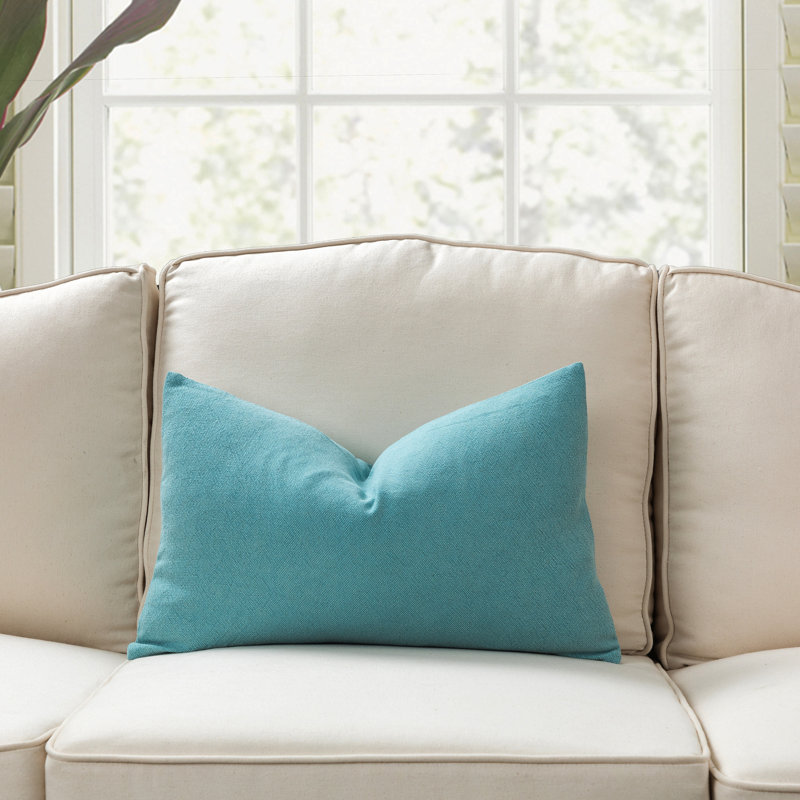 SEATTLE SOLID Linen Throw Pillow, Turquoise