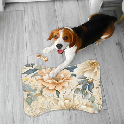 Beige Petals - 1 Piece Bone Shape Feeding Mat