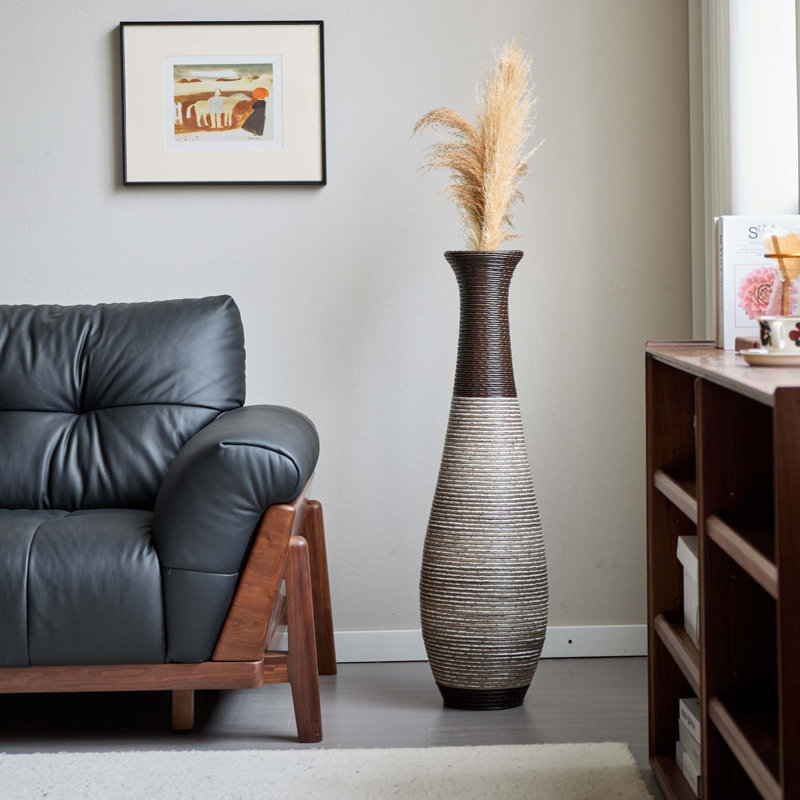 Vase de plancher sur pied de 39 po de hauteur - Rotin artificiel durable - Élégante pièce de décoration intérieure