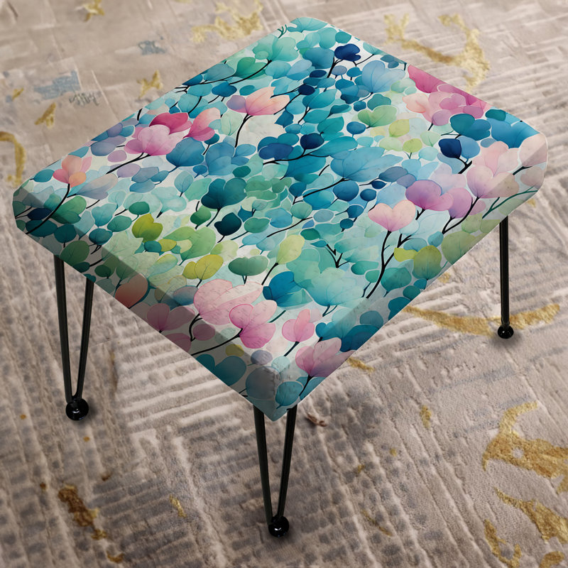 Aquarelle excentricité rose et bleu II - Repose-pieds rectangulaire abstrait